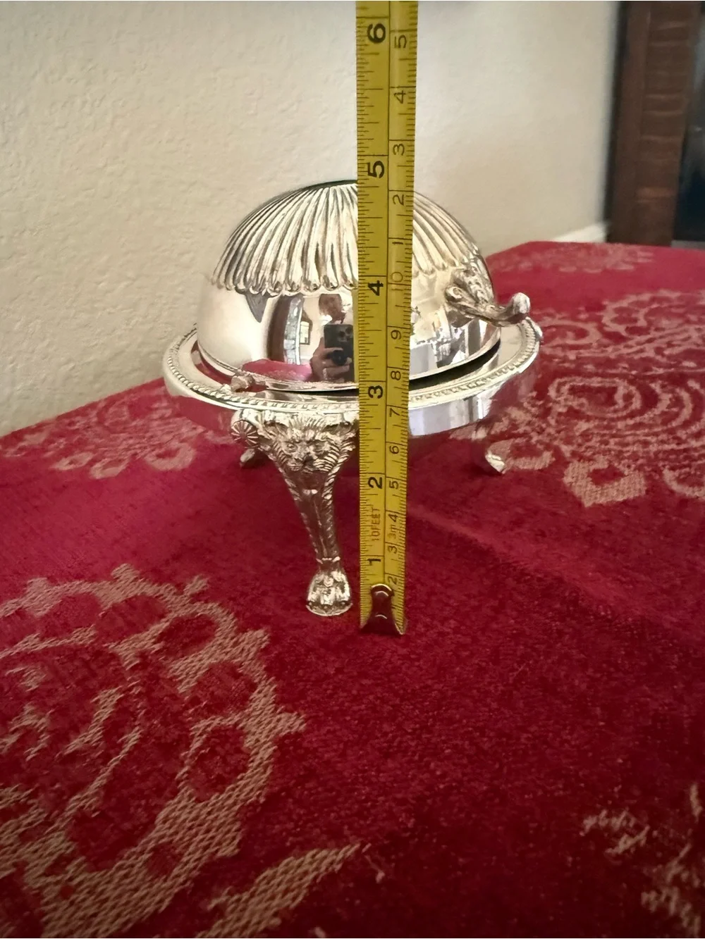 Silver Decorative Dome Butter Keeper - Elegant Home Dining Accessory Vintage